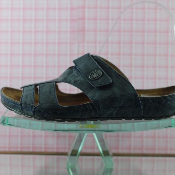 Sanosan Sandals Blue Leather Slides - Picture 4 of 16